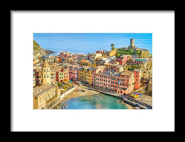 Landscape Framed Print featuring the photograph Vernazza, Cinque Terre, Liguria, Italy #6 by Jan Wlodarczyk