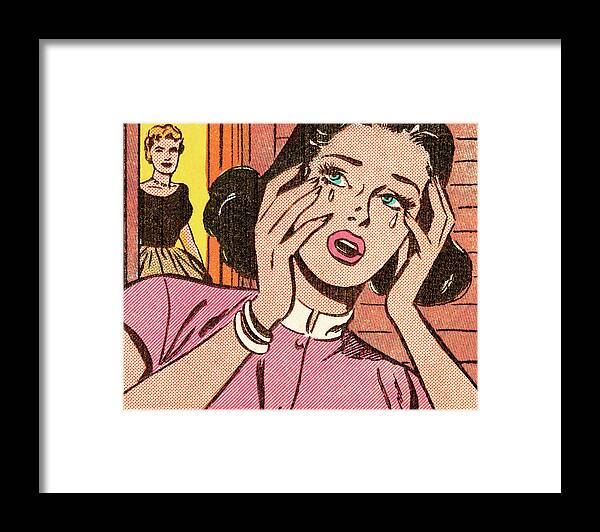Anger Framed Print featuring the drawing Woman crying #6 by CSA Images