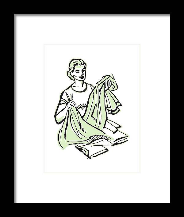 Adult Framed Print featuring the drawing Woman Doing Laundry #6 by CSA Images