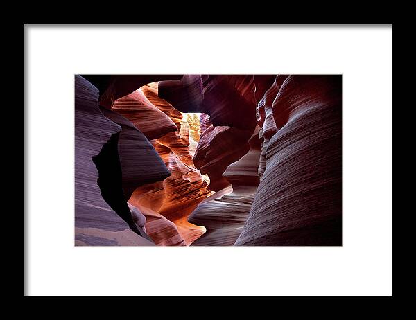 Antelope Canyon Framed Print featuring the photograph Abstract Sandstone Sculptured Canyon #7 by Mitch Diamond