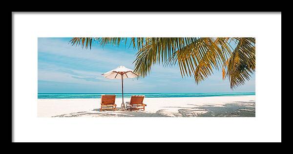 Landscape Framed Print featuring the photograph Beautiful Tropical Beach . White Sand #7 by Levente Bodo