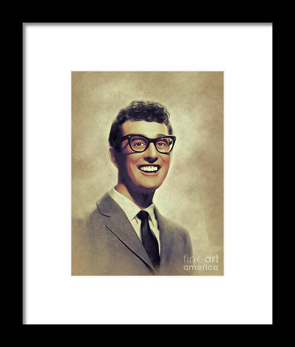 Buddy Framed Print featuring the painting Buddy Holly, Music Legend #7 by Esoterica Art Agency