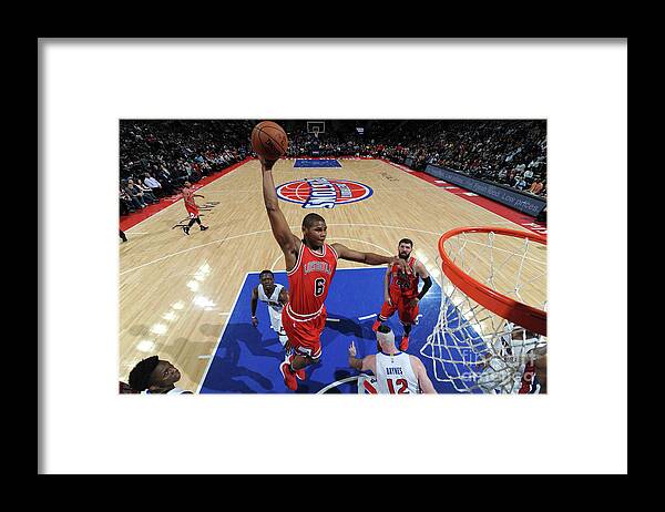 Cristiano Felicio Framed Print featuring the photograph Chicago Bulls V Detroit Pistons by Chris Schwegler