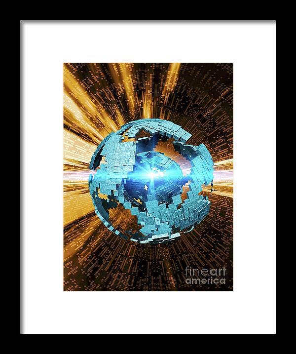3d Framed Print featuring the photograph Data Security #7 by Victor Habbick Visions/science Photo Library