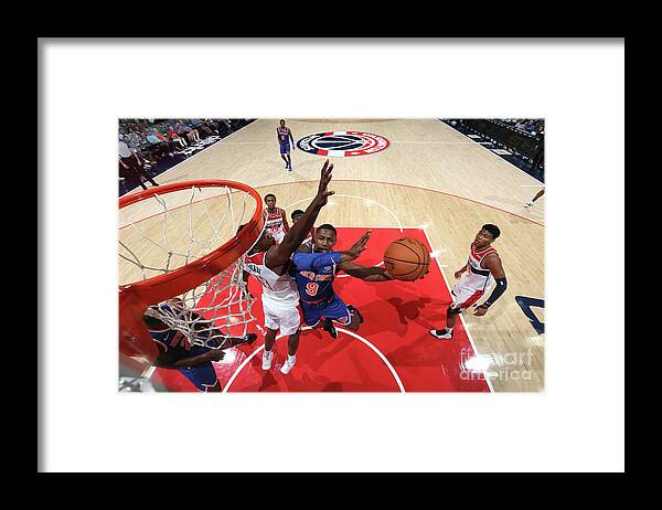 Nba Pro Basketball Framed Print featuring the photograph New York Knicks V Washington Wizards by Ned Dishman