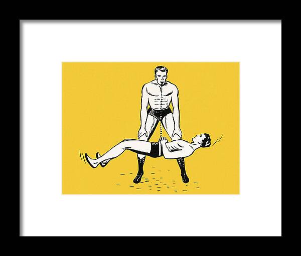 Bench Press Framed Print featuring the drawing Strongmen #7 by CSA Images