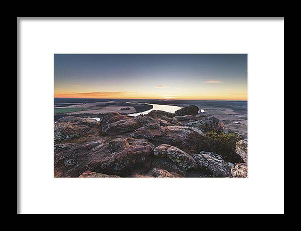 Petit Jean State Park Framed Print featuring the photograph Sunrise over the Arkansas River #9 by Mati Krimerman