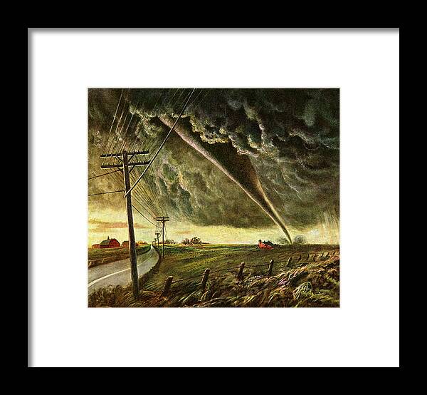 Agriculture Framed Print featuring the drawing Tornado #7 by CSA Images
