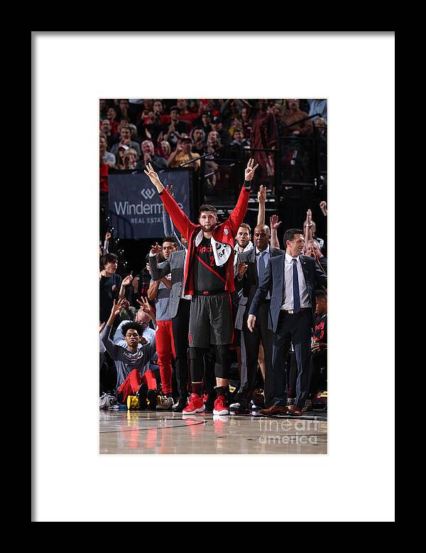 The Portland Trail Blazers' Damian Lillard Framed Print featuring the photograph Boston Celtics V Portland Trail Blazers by Sam Forencich