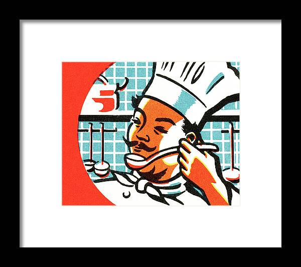 Accessories Framed Print featuring the drawing Chef #8 by CSA Images