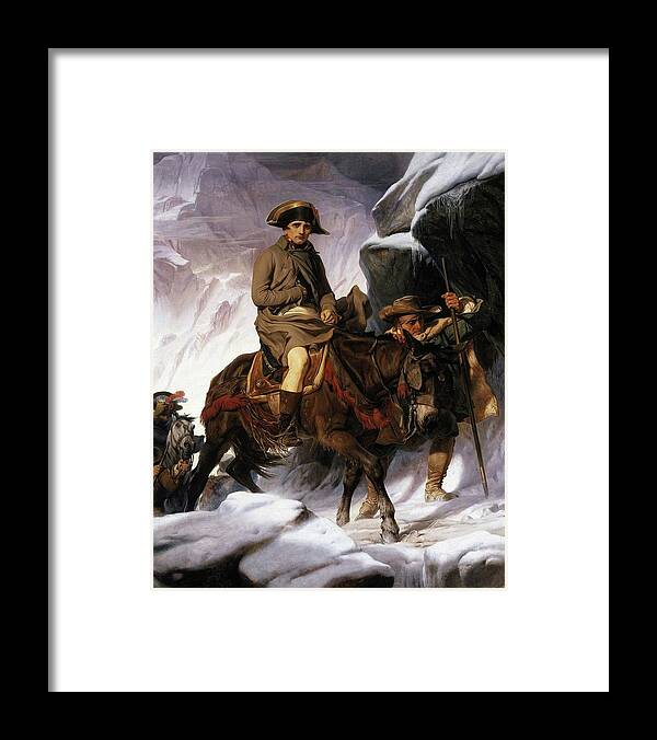 Napoleon Framed Print featuring the painting Napoleon Crossing The Alps by Paul Delaroche