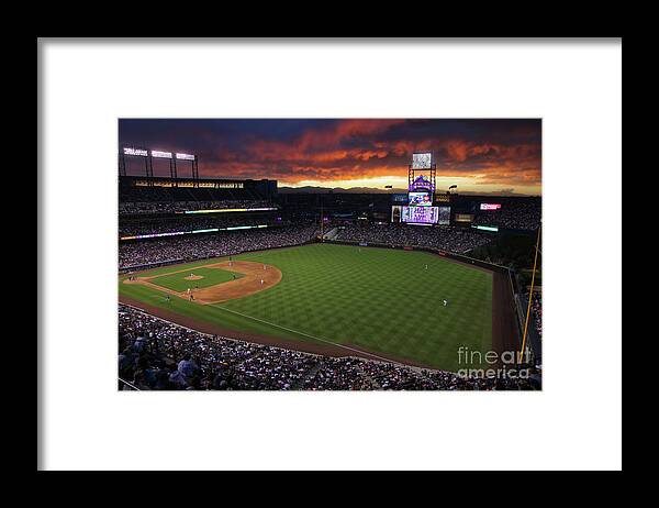 National League Baseball Framed Print featuring the photograph Atlanta Braves V Colorado Rockies by Doug Pensinger