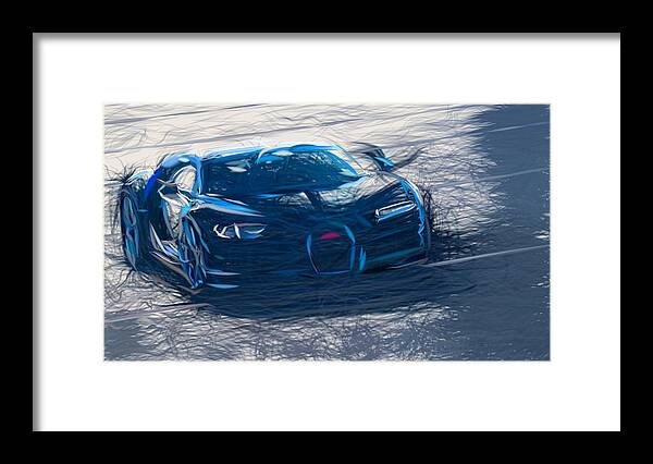Bugatti Framed Print featuring the digital art Bugatti Chiron Drawing #10 by CarsToon Concept