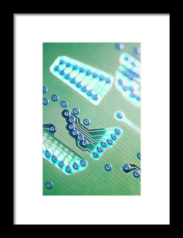 Electrical Component Framed Print featuring the photograph Close-up Of A Circuit Board #9 by Nicholas Rigg
