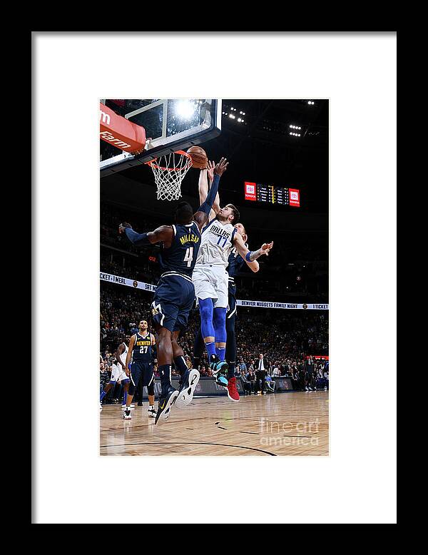 Luka Doncic Framed Print featuring the photograph Dallas Mavericks V Denver Nuggets by Garrett Ellwood