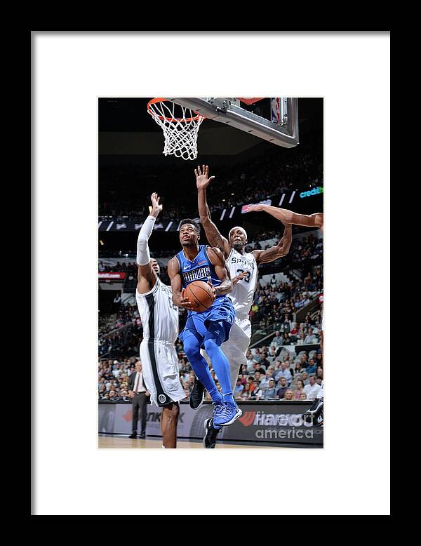 Dennis Smith Jr Framed Print featuring the photograph Dallas Mavericks V San Antonio Spurs #9 by Mark Sobhani