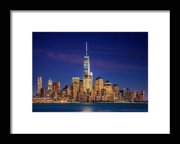 Estock Framed Print featuring the digital art Nyc Skyline With Freedom Tower #9 by Antonino Bartuccio