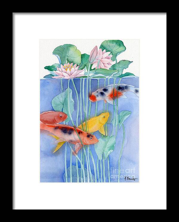 Koi Lillies Framed Print featuring the painting 91021 - Koi Lillies by Paul Brent