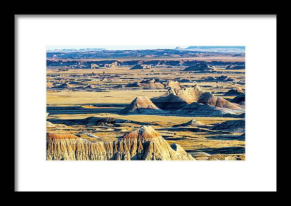 Badlands Framed Print featuring the photograph A Badlands Valley Vista by Jim Thompson