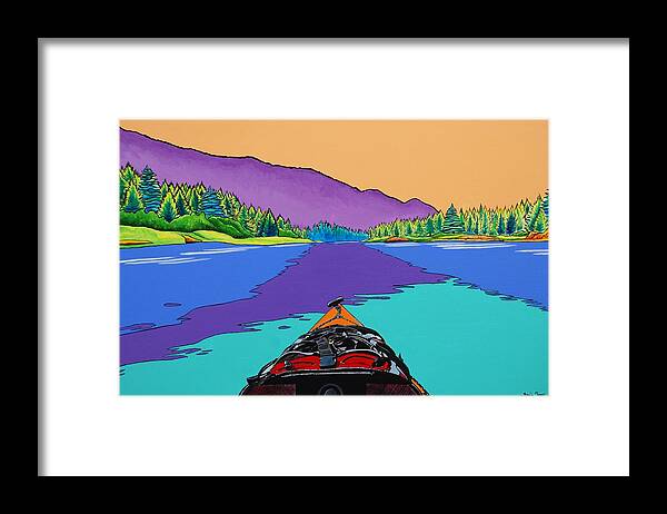 Kayak Framed Print featuring the painting A Beautiful Day by Sonja Jones