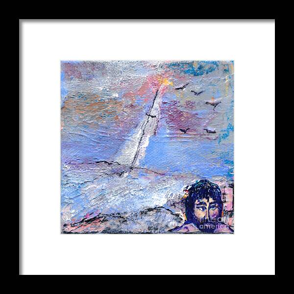Square Framed Print featuring the painting A Break from the Storm No.2 by Zsanan Studio