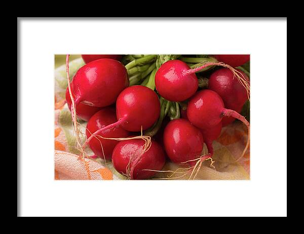Season Framed Print featuring the photograph A Bunch Of Fresh Radishes by Brian Yarvin