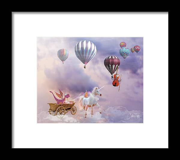 Children's Books Framed Print featuring the mixed media A Dragon in a Unicorn Wagon by Colleen Taylor