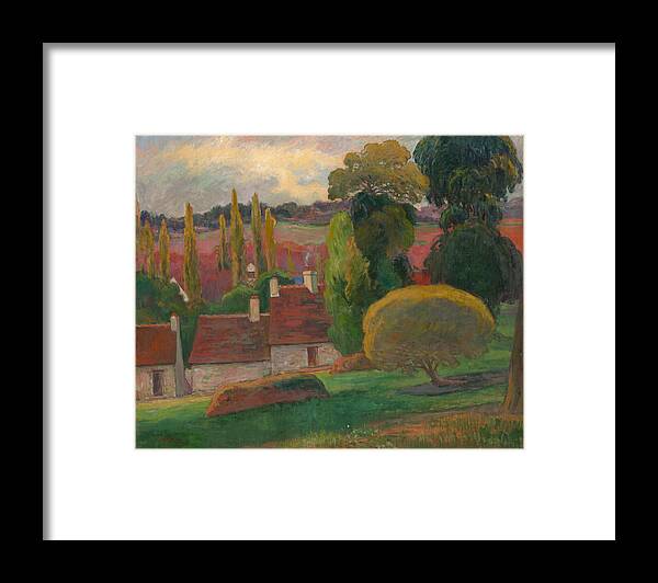19th Century Art Framed Print featuring the painting A Farm in Brittany, circa 1894 by Paul Gauguin