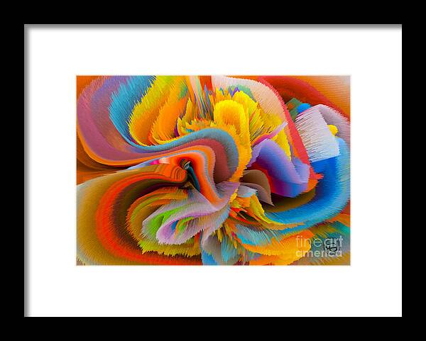 Rainbow Framed Print featuring the mixed media A Flower In Rainbow Colors Or A Rainbow In The Shape Of A Flower 4 by Elena Gantchikova