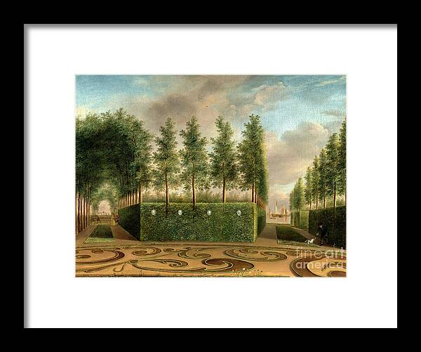 Vintage Art Framed Print featuring the painting A Formal Garden by Audrey Jeanne Roberts