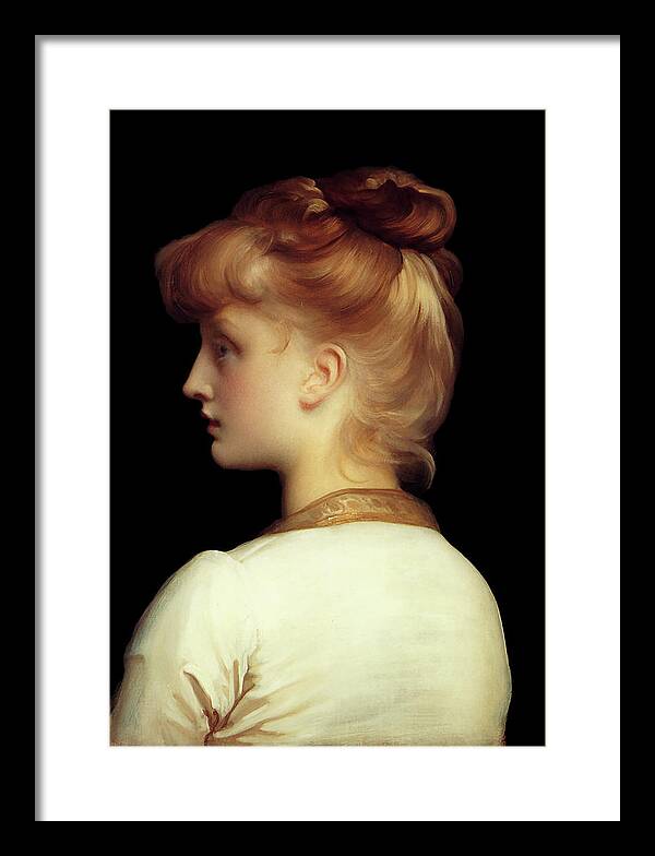 A Girl Framed Print featuring the painting A Girl by Lord Frederic Leighton	 by Rolando Burbon