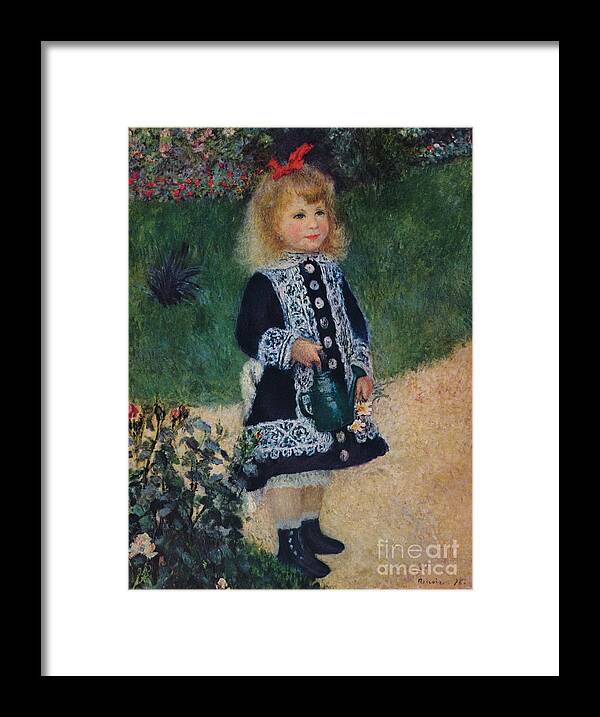 Oil Painting Framed Print featuring the drawing A Girl With A Watering Gun by Print Collector