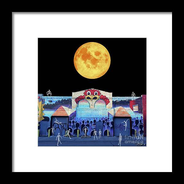 Figures Framed Print featuring the digital art The Harvest Moon Over Terminus X by Walter Neal