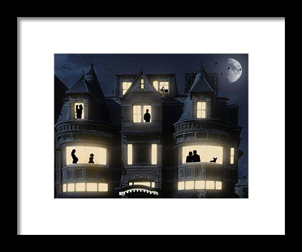 House Framed Print featuring the photograph A House With Lights by Gabrielle Halperin