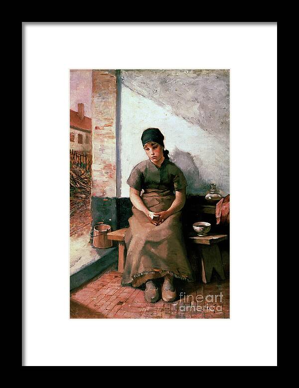 Breakfast Framed Print featuring the drawing A Maidservants Breakfast, 1880s. Artist by Heritage Images