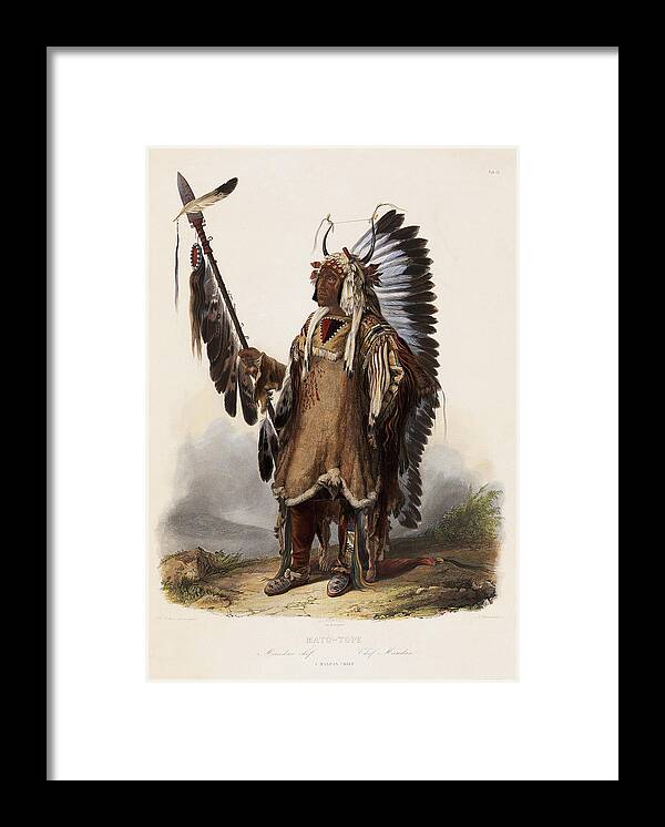 A Mandan Chief Framed Print featuring the painting A Mandan Chief by Maximilian of Wied-Neuwied
