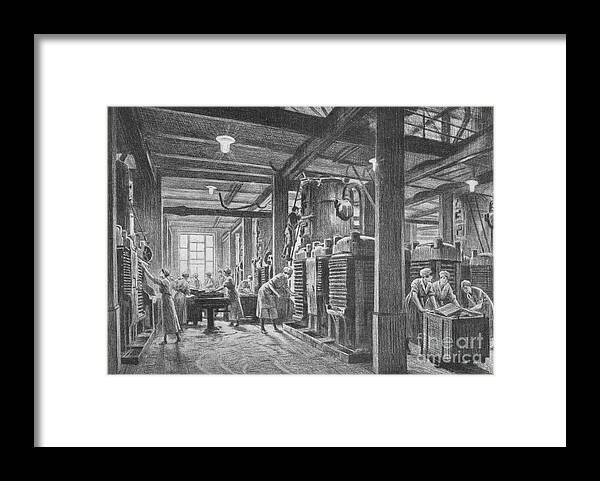 Working Framed Print featuring the drawing A Modern Oil Seed Crushing Plant by Print Collector