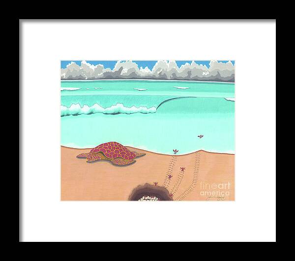 Turtle Framed Print featuring the drawing A New Beginning by John Wiegand