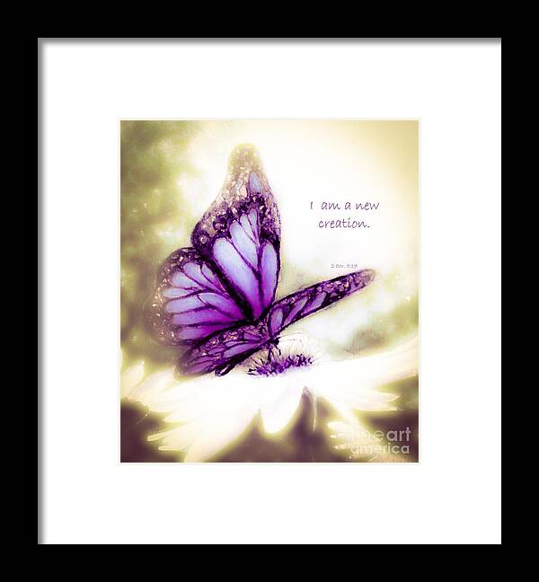 Lavender And Purple Butterfly Framed Print featuring the painting A New Creation - Verse by Hazel Holland