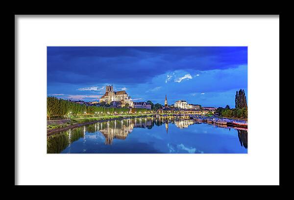 Auxerre Framed Print featuring the photograph A Night to Remember in Auxerre by Marcy Wielfaert