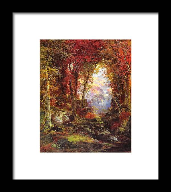 Scenery. Thomas Moran Framed Print featuring the painting Under the Trees by Reynold Jay