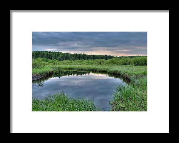 Tranquility Framed Print featuring the photograph A Pond At Sunset In Prince Albert by Philippe Widling / Design Pics