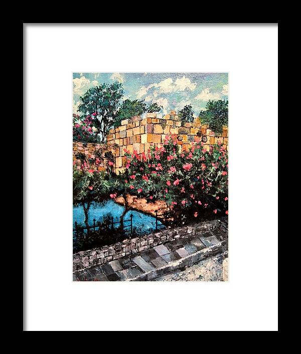 History Framed Print featuring the painting A Roman wall by Ray Khalife