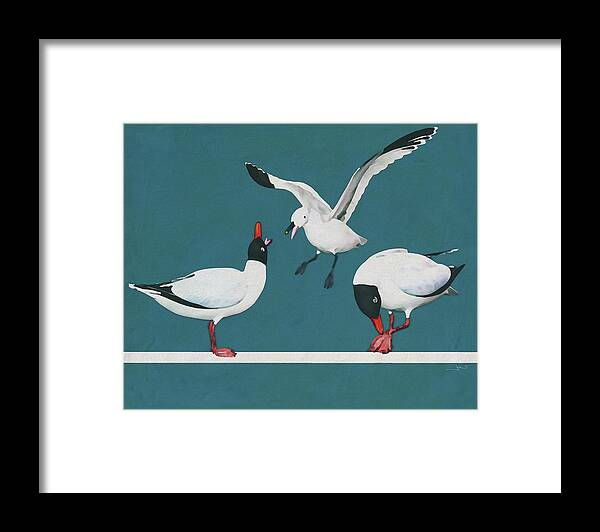 Animal Framed Print featuring the digital art A Sabine Seagulls wants a Resting Place by Jan Keteleer