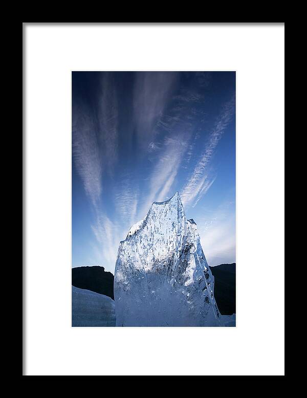 Scenics Framed Print featuring the photograph A Shard Of Aufeis Reaches Toward The by Mint Images - Art Wolfe