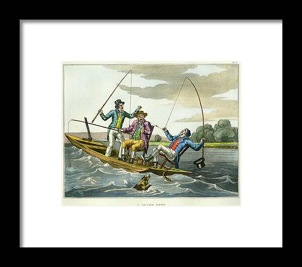 Fishing Framed Print featuring the mixed media A Sharp Bite by unsigned attributed to Edward Barnard