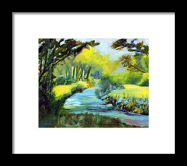 Landscape Framed Print featuring the painting A Summer Day by Donna Carrillo