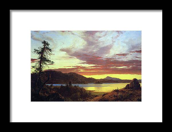Church Framed Print featuring the painting A Sunset by Frederic Edwin Church
