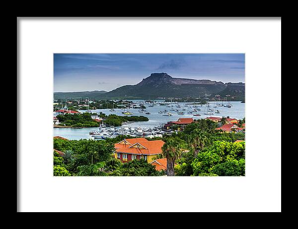 Harbor Framed Print featuring the photograph A Tranquil Harbor In Curacao by Pheasant Run Gallery