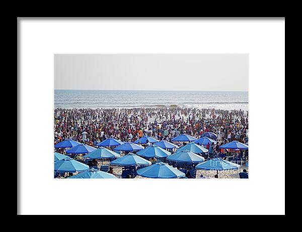 Crowd Of People Framed Print featuring the photograph A View Of Labadi Beach In Accra, Ghana by Black And Abroad